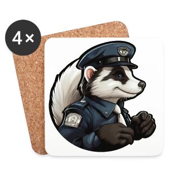 Police de la moufette - Dessous de verre (lot de 4) - blanc - Devant