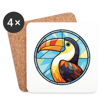 Toucan aquarelle colorée Animal animal de compagnie Illustration - Dessous de verre (lot de 4) - blanc - Devant