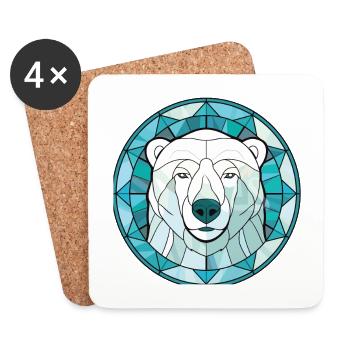 Polar Bear Colorful Watercolor Animal Illustration - Coasters (set of 4) - white - Front
