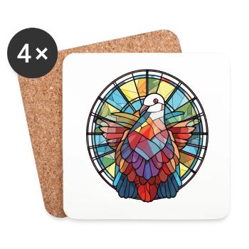 Taube buntes Aquarell Tier Haustier Illustration - Untersetzer (4er-Set) - Weiß - Vorne