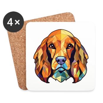 American Cocker Spaniel chien aquarelle colorée - Dessous de verre (lot de 4) - blanc - Devant