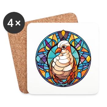 Taube buntes Aquarell Tier Haustier Illustration - Untersetzer (4er-Set) - Weiß - Vorne