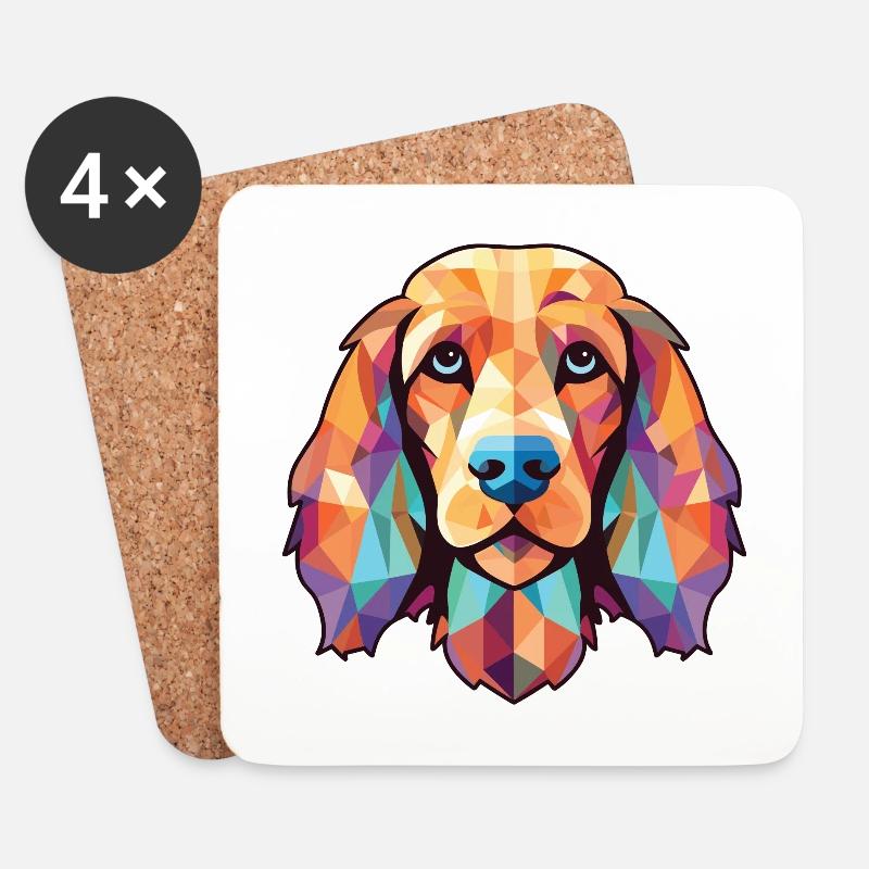Englischer Cocker Spaniel-Hund, buntes Aquarell-Haustier - Untersetzer (4er-Set) - Weiß