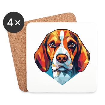 Beagle Hund Buntes Aquarell Tier Illustration - Untersetzer (4er-Set) - Weiß - Vorne