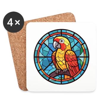 Parrot Colorful Watercolor Animal Pet Illustration - Coasters (set of 4) - white - Front