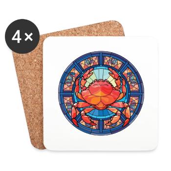 Crab Colorful Watercolor Animal Pet Illustration - Coasters (set of 4) - white - Front