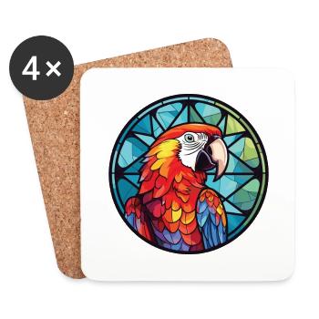 Parrot Colorful Watercolor Animal Pet Illustration - Coasters (set of 4) - white - Front