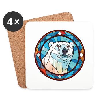 Polar Bear Colorful Watercolor Animal Illustration - Coasters (set of 4) - white - Front