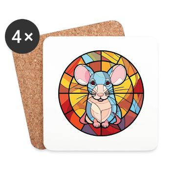 Ratte buntes Aquarell Tier Haustier Illustration - Untersetzer (4er-Set) - Weiß - Vorne