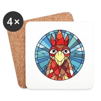 Henne buntes Aquarell Tier Haustier Illustration - Untersetzer (4er-Set) - Weiß - Vorne