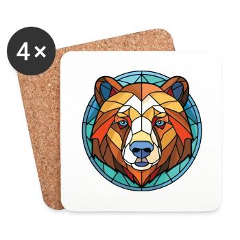 Ours de l’Himalaya Aquarelle colorée Animal Cartoon - Dessous de verre (lot de 4) - blanc - Devant