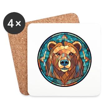 Bear Colorful Watercolor Animal Pet Illustration - Coasters (set of 4) - white - Front