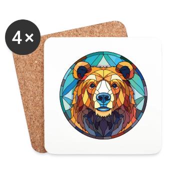 Bear Colorful Watercolor Animal Pet Illustration - Coasters (set of 4) - white - Front