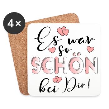 SO SCHÖN BEI DIR BESUCH - GAST GESCHENKE - Untersetzer (4er-Set) - Weiß - Vorne