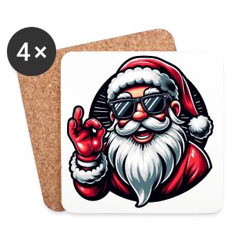 Santa Claus with Sunglasses Xmas Costume - Coasters (set of 4) - white - Front