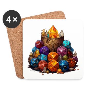 W20 Würfelbecher Fantasy RPG Shirt - Untersetzer (4er-Set) - Weiß - Vorne