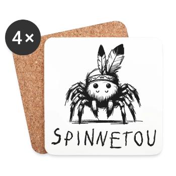 spinnetou wortspiel spinne lustig winnetou - Untersetzer (4er-Set) - Weiß - Vorne