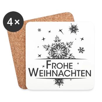xmas Sterne frohe weihnachten Schnee Winter Grafik - Untersetzer (4er-Set) - Weiß - Vorne