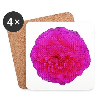 gefüllte rose, schöne blumen, rosatönte - Untersetzer (4er-Set) - Weiß - Vorne