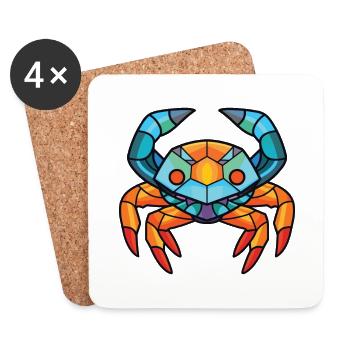 Crabe aquarelle colorée Animal animal animal Illustration - Dessous de verre (lot de 4) - blanc - Devant