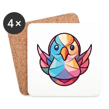 Taube buntes Aquarell Tier Haustier Illustration - Untersetzer (4er-Set) - Weiß - Vorne