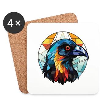 Pie aquarelle colorée Animal animal Illustration d’animaux de compagnie - Dessous de verre (lot de 4) - blanc - Devant