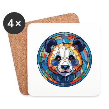 Panda Buntes Aquarell Tier Haustier Illustration - Untersetzer (4er-Set) - Weiß - Vorne