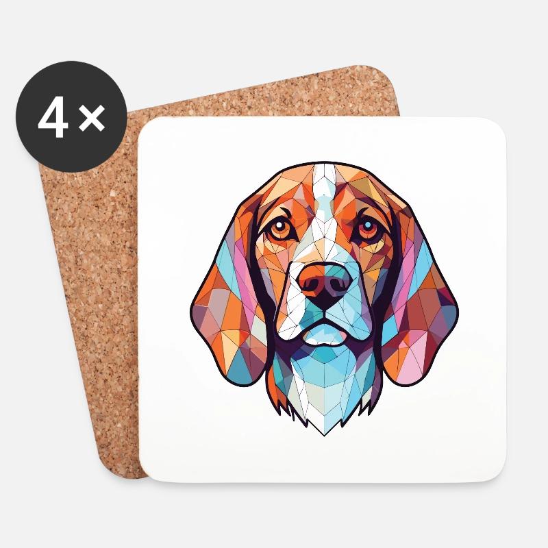 Beagle Hund Buntes Aquarell Tier Illustration - Untersetzer (4er-Set) - Weiß