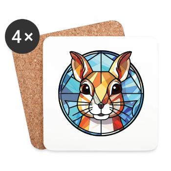 Chipmunk Colorful Watercolor Animal Illustration - Coasters (set of 4) - white - Front