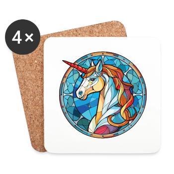 Unicorn Colorful Watercolor Animal Illustration - Coasters (set of 4) - white - Front