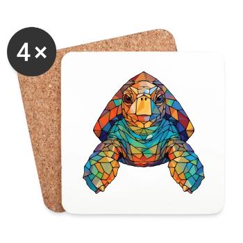 Schildkröte buntes Aquarell Tier Illustration - Untersetzer (4er-Set) - Weiß - Vorne