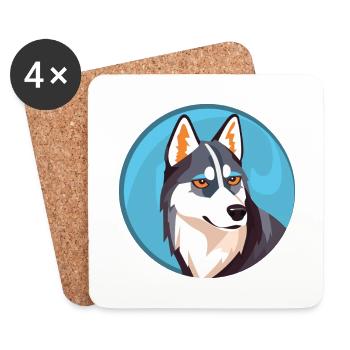 Husky Dog Aquarelle Colorée Animal Illustration - Dessous de verre (lot de 4) - blanc - Devant