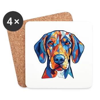 American Blue Gascogne Hund Rasse Aquarell - Untersetzer (4er-Set) - Weiß - Vorne