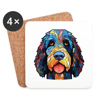 Barbet chien race coloré aquarelle Illustration - Dessous de verre (lot de 4) - blanc - Devant
