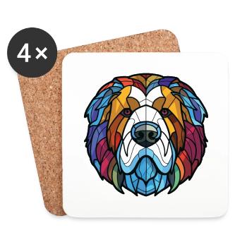 Caucasien Ovcharka chien race aquarelle colorée - Dessous de verre (lot de 4) - blanc - Devant