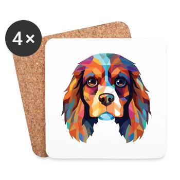 Cavalier King Charles Spaniel chien race aquarelle - Dessous de verre (lot de 4) - blanc - Devant