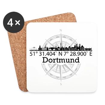 Skyline Dortmund - Untersetzer (4er-Set) - Weiß - Vorne