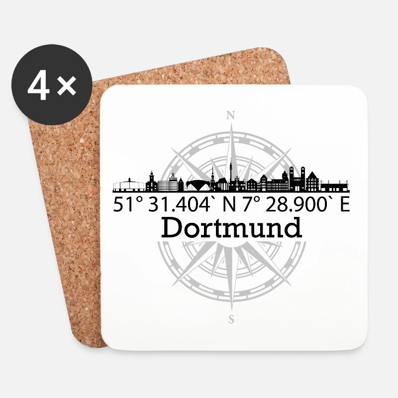 Skyline Dortmund - Untersetzer (4er-Set) - Weiß