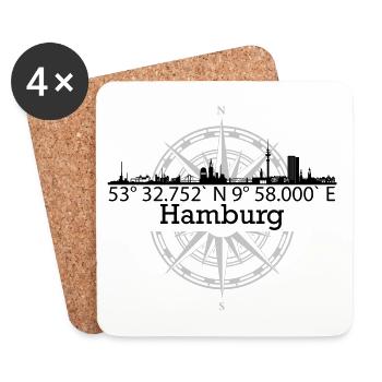 Skyline Hamburg - Untersetzer (4er-Set) - Weiß - Vorne