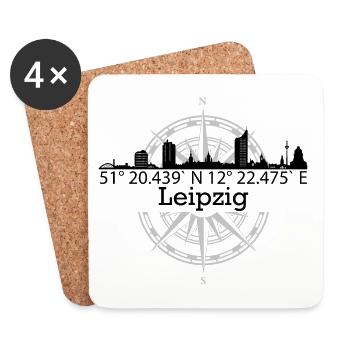 Skyline Leipzig - Untersetzer (4er-Set) - Weiß - Vorne