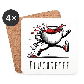 flüchtetee wortspiel tee früchte teatime - Untersetzer (4er-Set) - Weiß - Vorne
