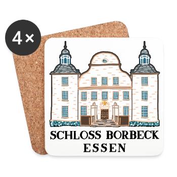 Essen, Ruhrgebiet, Schloss Borbeck Zeichnung - Untersetzer (4er-Set) - Weiß - Vorne