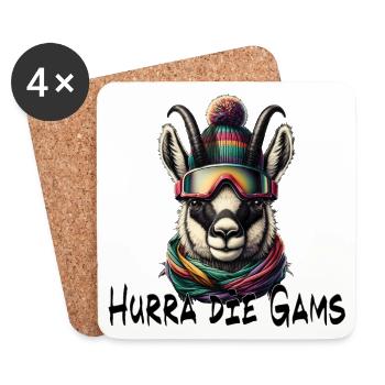 hurra die gams apres ski schifahren winter - Untersetzer (4er-Set) - Weiß - Vorne