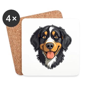 Appenzeller Sennenhund Race De Chien Cartoon Kawaii Il - Dessous de verre (lot de 4) - blanc - Devant