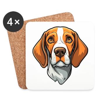 Ariege Pointer Hund Rasse Cartoon Kawaii Illustrati - Untersetzer (4er-Set) - Weiß - Vorne