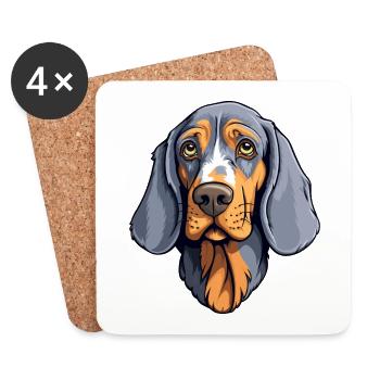 Bluetick Coonhound chien race dessin animé kawaii illust - Dessous de verre (lot de 4) - blanc - Devant