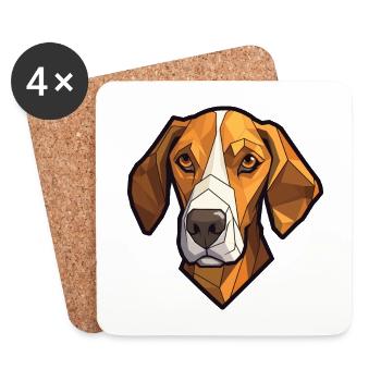 Braque Francais Dog Breed Cartoon Kawaii Illustrat - Coasters (set of 4) - white - Front