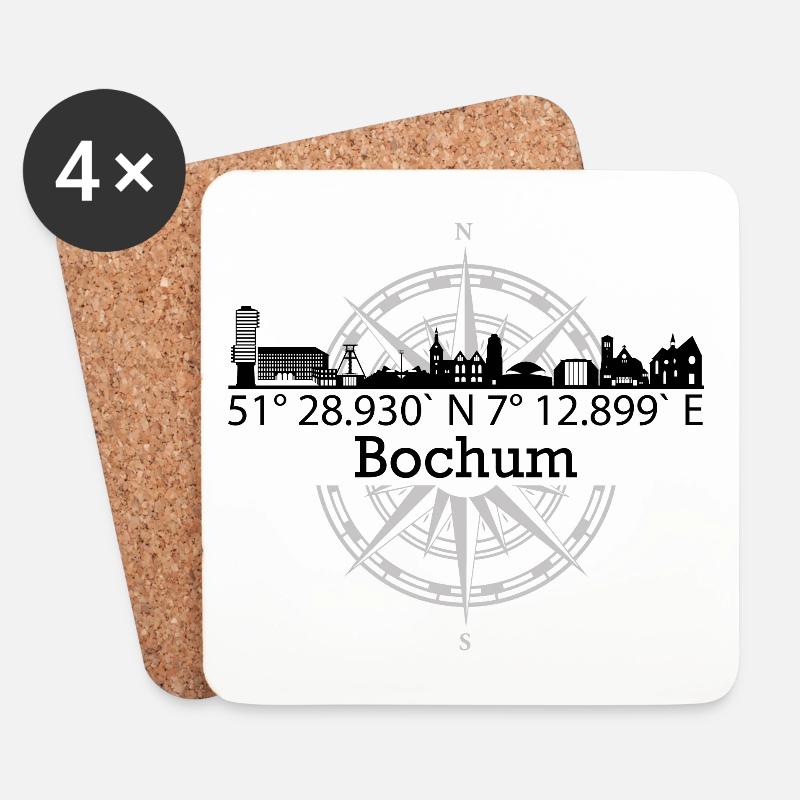 Skyline Bochum - Untersetzer (4er-Set) - Weiß