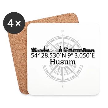 Skyline Husum - Untersetzer (4er-Set) - Weiß - Vorne