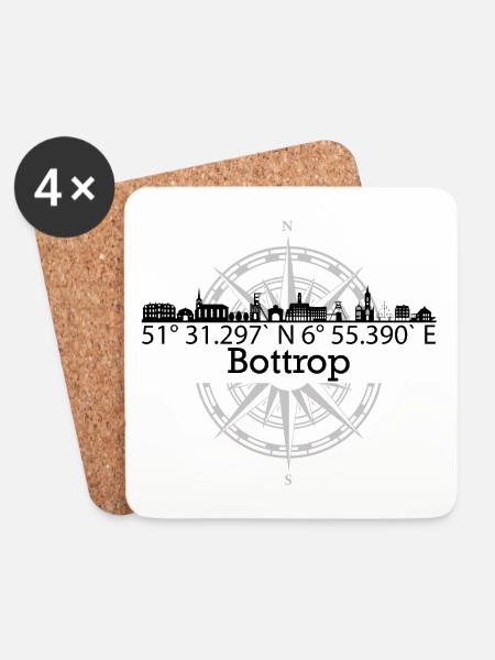 Skyline Bottrop - Untersetzer (4er-Set) - Weiß